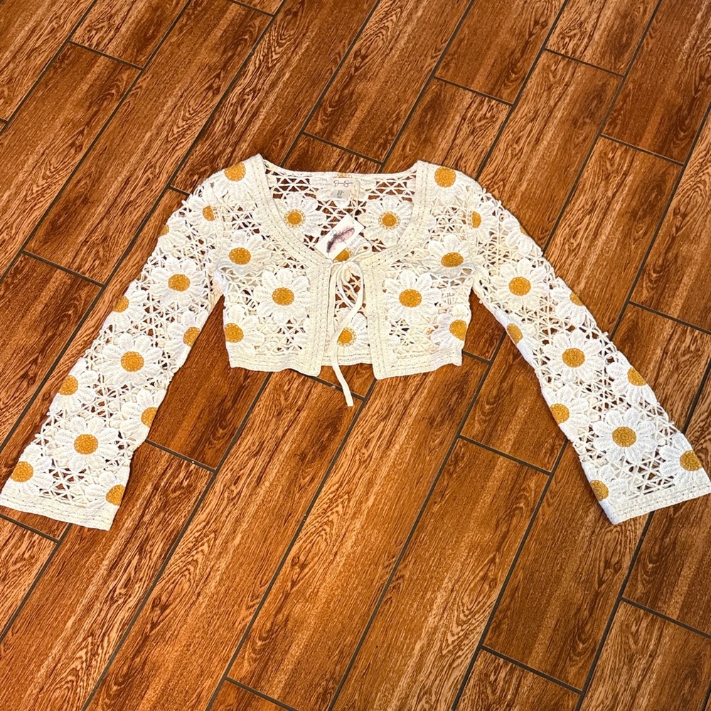 Crochet Tie Front Blouse
